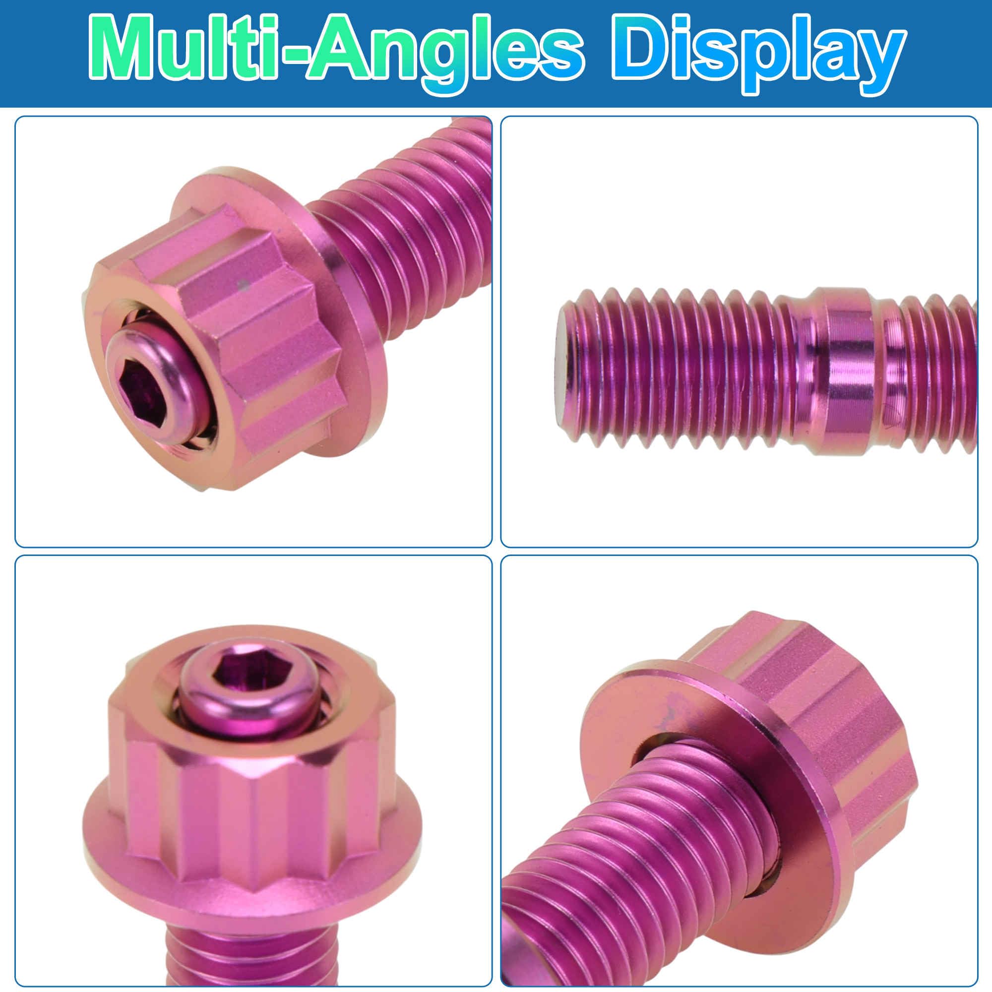 12 Set Bulloni Per Collettore Di Scarico In Lega Di Titanio M10 X 54mm Passo 1.5 Kit Bulloni Per Collettore Di Scarico Dadi Rondelle Viola