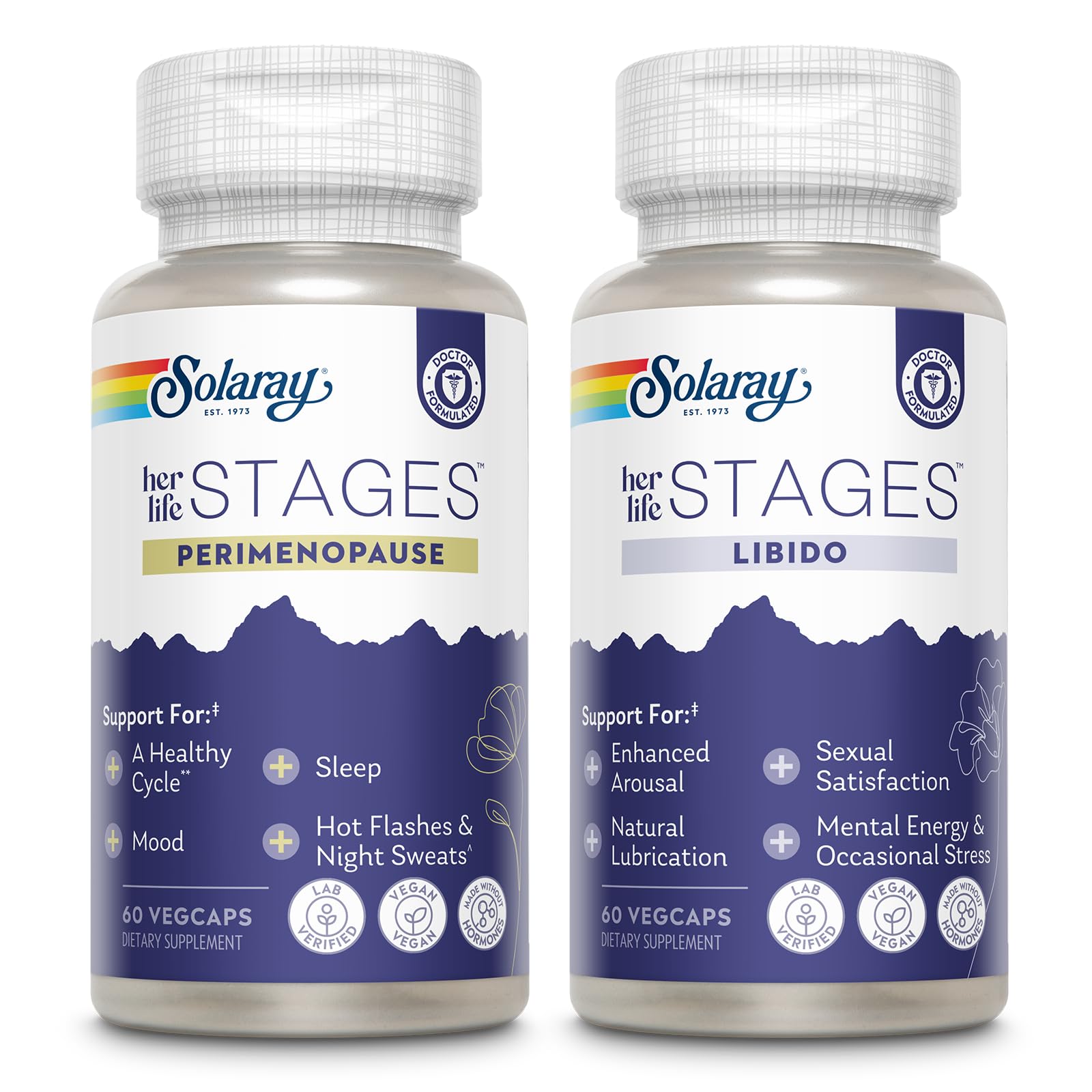 SOLARAY Perimenopause and Libido her Life Stages Bundle - Hot Flashes and Menopause Plus Natural Lubrication and Libido Support for Women - Made Without Hormone