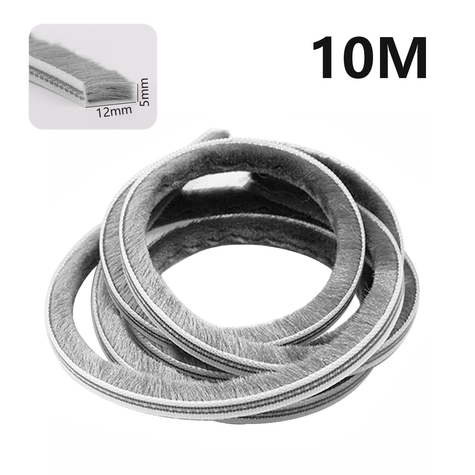 jackfru 10 m Brush Seal, Door Seal, 5 mm (W) x 12 mm (D), Insect Protection, Sealing Brush for Door Window, Wardrobe - Image 2