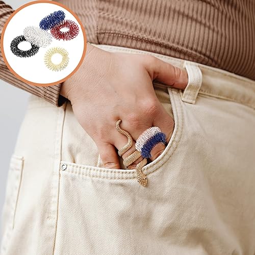 Miniatura 8 de 5pcs Spiky Sensory Finger Massager Roller Silent Toy para masaje de dedos (oro, plata, negro, azul, rojo)