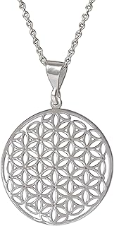 Mandala Necklace Sterling Silver 925 - Sacred Geometry Circle Pendant wi...