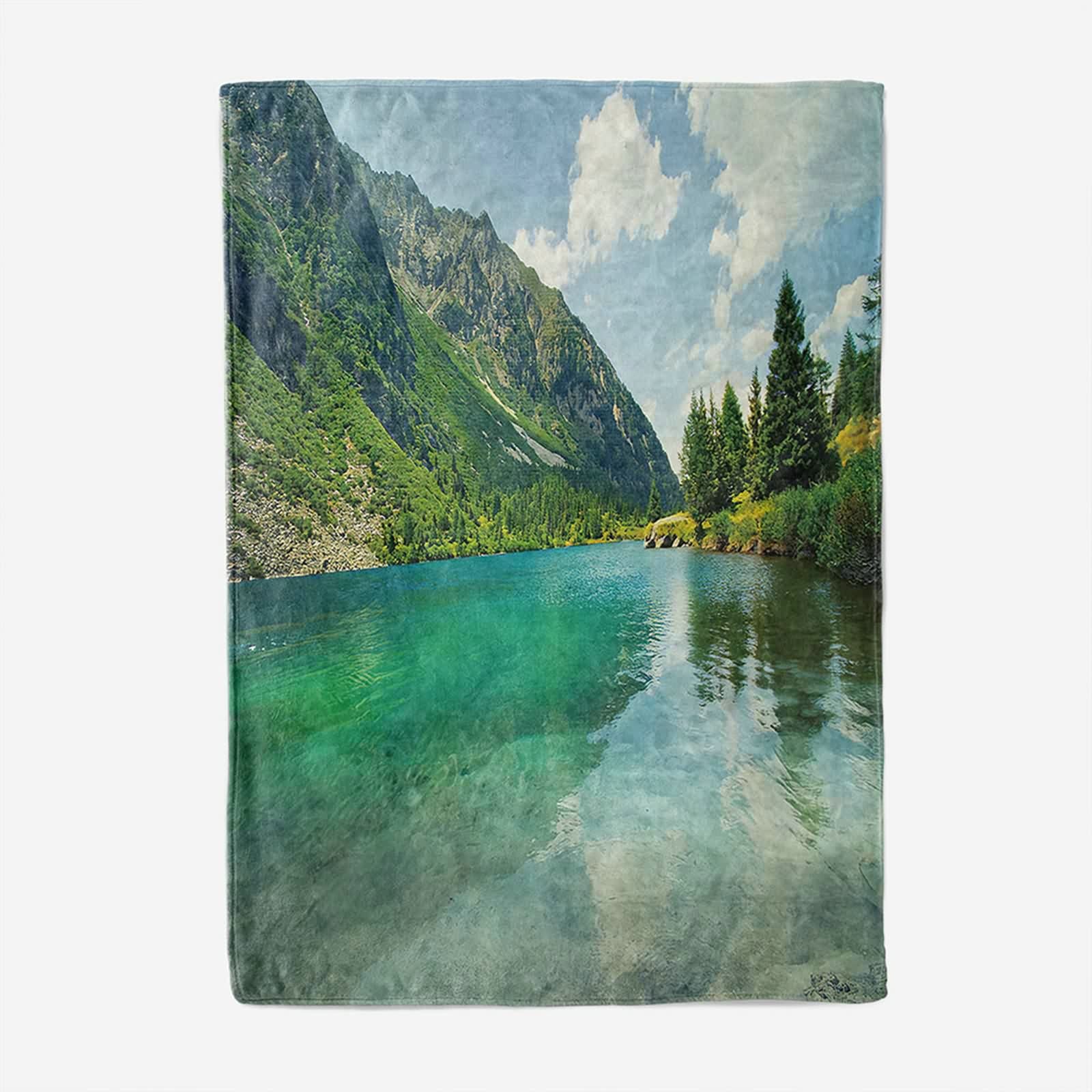 Aeici Couverture Polaire, Couverture Enfant Couverture 180x220 cm Lac Montagne Couverture de Canapé pour Salon Canapé Lit