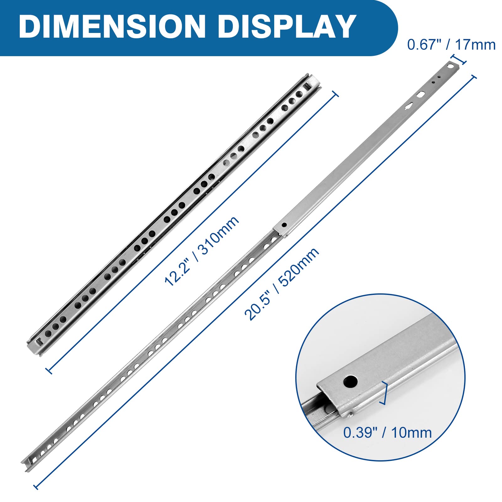 Snapklik.com : Masendelk 4pcs Ball Bearing Drawer Slides 12 Inch ...