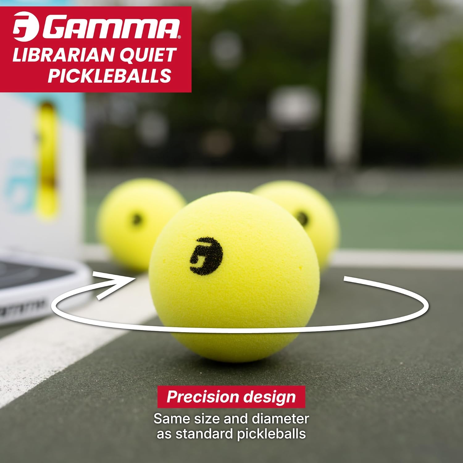 Gamma Librarian Foam Quiet Pickleball Balls – Low-Noise Practice Balls with True Bounce on Any Surface – Yellow Foam Pickleballs Available in 48 Box, 3 Pack, or 6 Pack