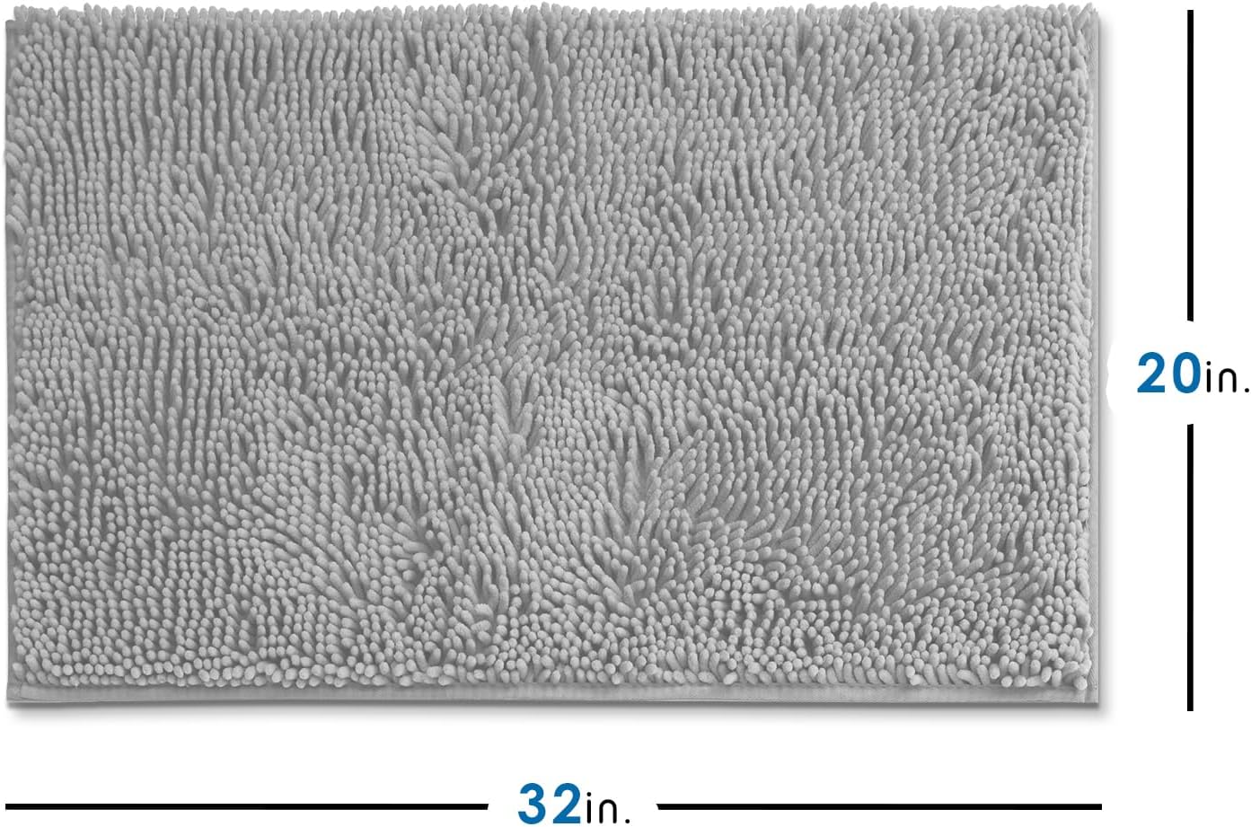 Nestl Bathroom Rugs, Chenille Bath Mat - Machine Washable Bath Mats for Bathroom Non-Slip Backing Rubber, Quick Dry Bathroom Mat - Silver Bath Rug, 20x32