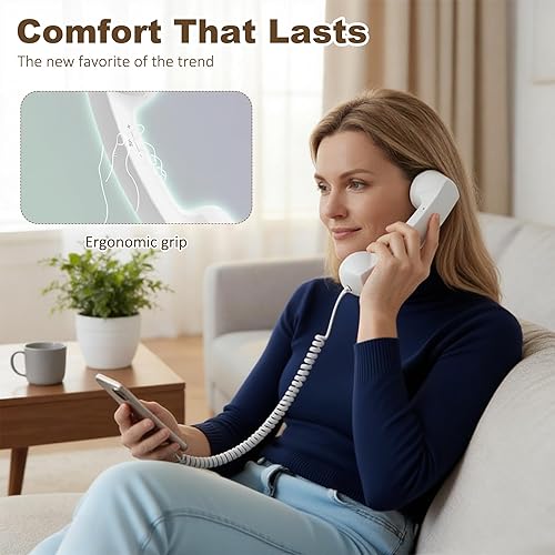 Miniatura 5 de Teléfono retro 2026, nuevo receptor de teléfono celular con micrófono y altavoz, teléfono retro vintage con cable, receptor de mango fijo para