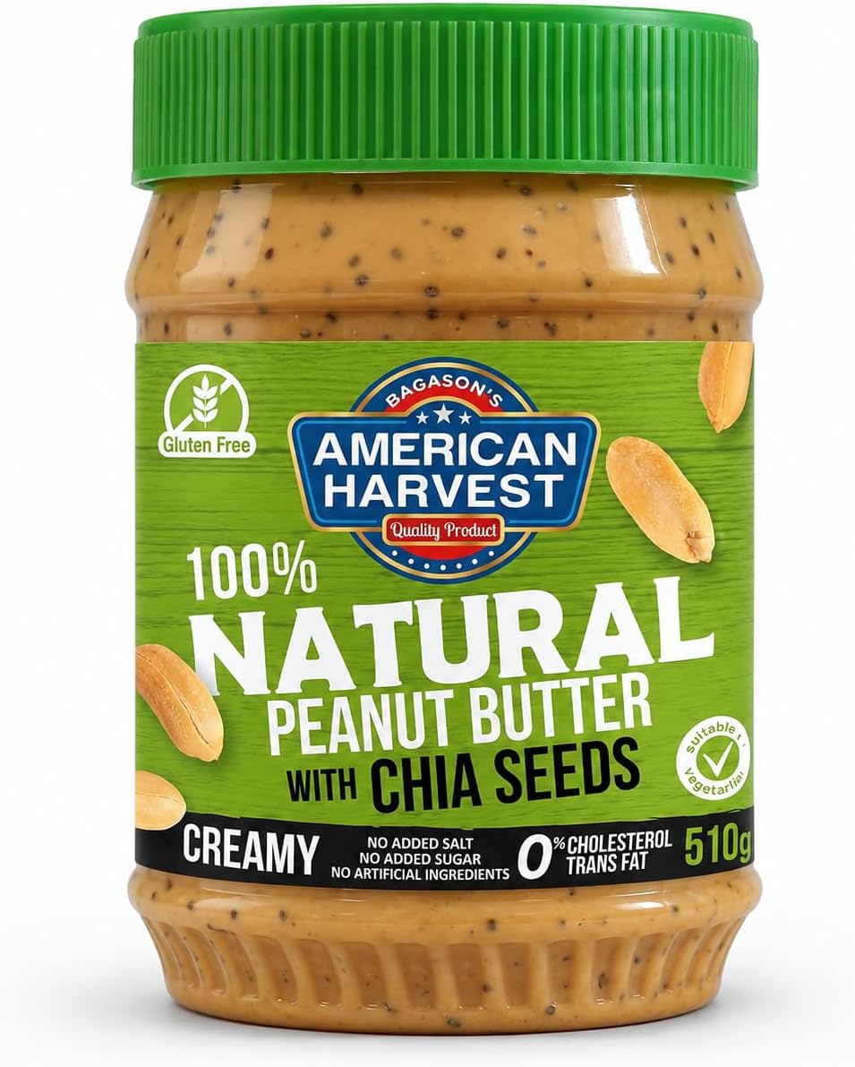 100% Natural Peanut Butter Creamy With Chia Seeds No Added Sugar/Sweetener Salt, 510 Gm