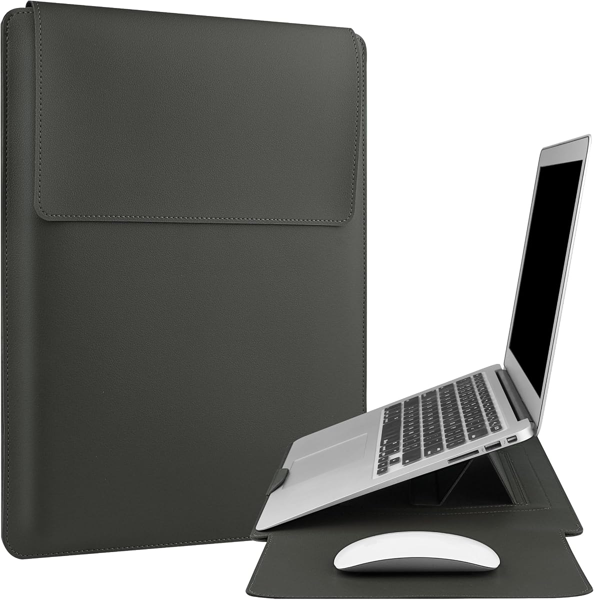 HoYiXi Funda para portátil de 15,6", Compatible con MacBook Pro 16/15,4", MacBook Pro 15, Mac Air 15, Funda Impermeable Suave para PC de 15 y 16 Pulgadas para HP, Dell, Funda para portátil de 15", Gris