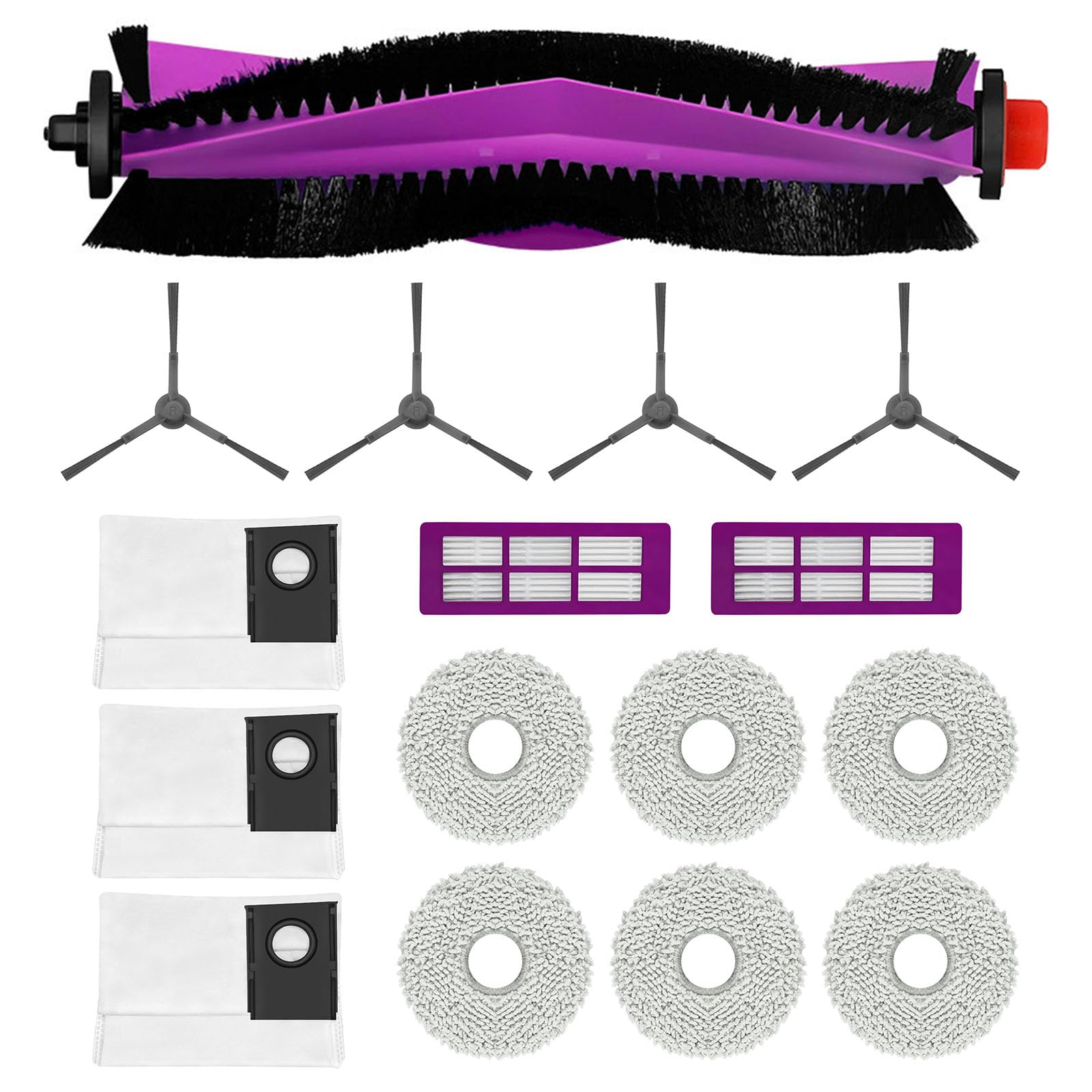 Jazuaiao Main Brush Vacuum Cleaners Spare Part Replacement Filter Bag Side Brush Replacement Part for Various Vacuum Cleaners Home Cleaning Set