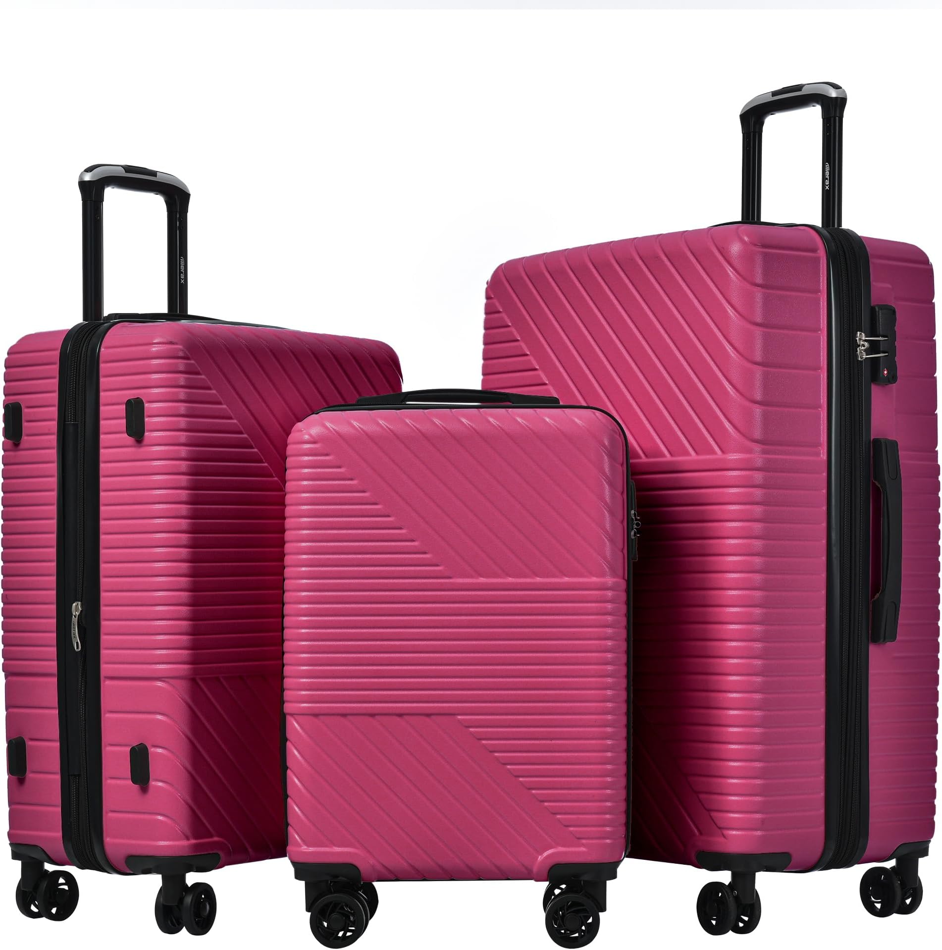Merax Hardside Luggage Set with Spinner Wheels, Collision-Protection Angle, 3-Piece Set, TSA Lock, Expandable, Carry-On Luggage