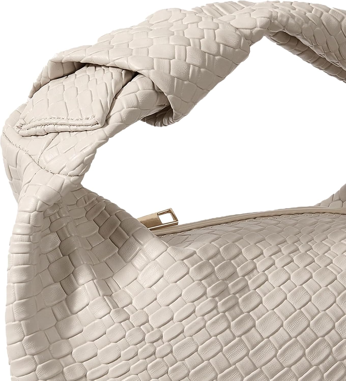 Women’s Woven Hobo Bag Faux Leather Zipper Handbag, Knot Strap Ruched Clutch Purse for Party Wedding Everyday Use - Image 6