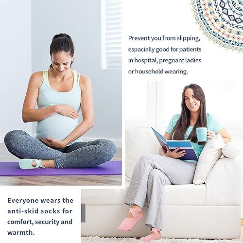 Miniatura 20 de Ozaiic - Calcetines de yoga para mujer con correas y agarres antideslizantes, ideales para pilates, Pure Barre, ballet, danza y entrenamiento