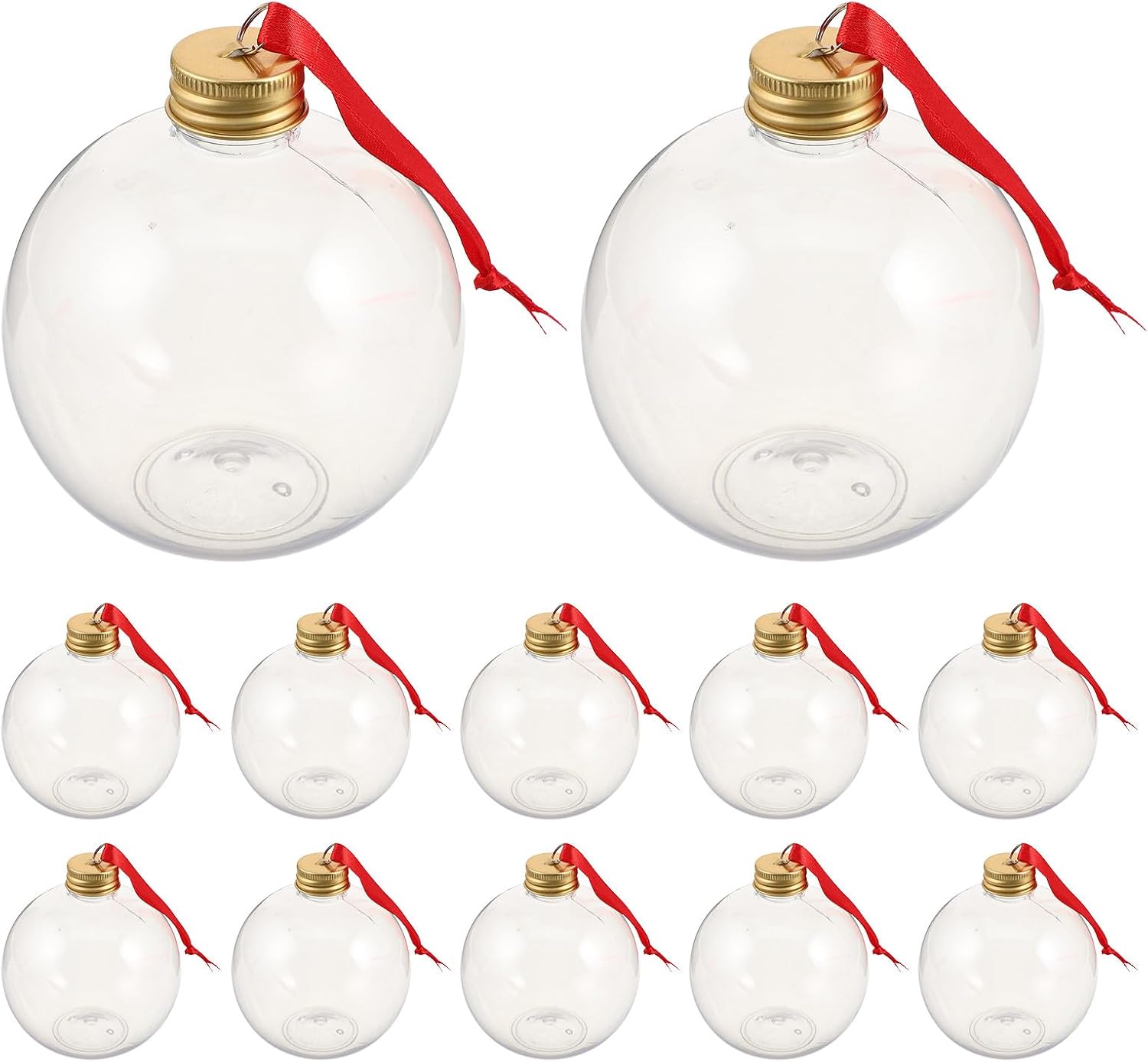 12Pcs Christmas Booze Ball: Fillable Drink Balls Light Bulb Shaped - 500ml/17oz Clear Baubles for Drinks - Refillable to Fill with Juice Candy Trinket