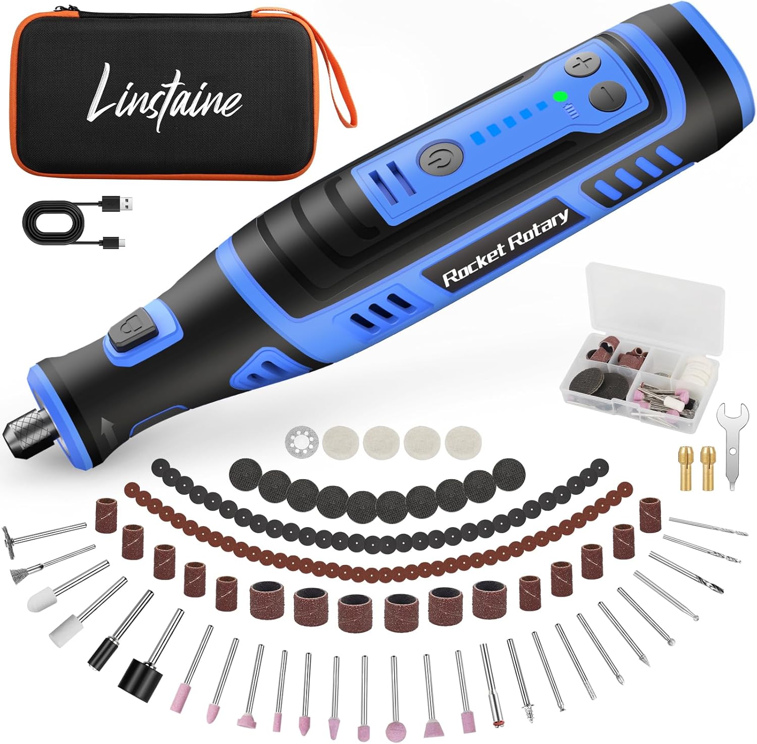 8V Cordless Rotary Tool Kit with 135pcs Accessories, 2.8Ah Battery Rechargeable Engraving Pen with LED Light, 5-Speed 30000RPM Power Rotary Tools for Drilling Grinding Sanding Polishing Cutting