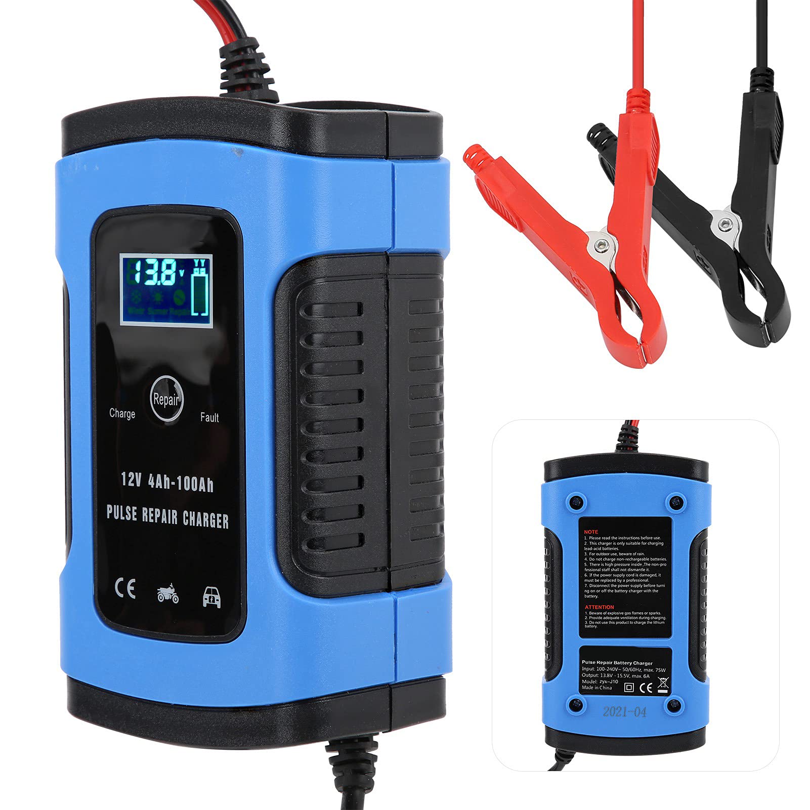 Konserwator i odsiarczacz akumulatora motocyklowego 12 V 6 A z cyfrowym wyświetlaczem LCD, inteligentne narzędzie do naprawy akumulatorów AGM GEL Wet EFB, automatyczne 3-stopniowe