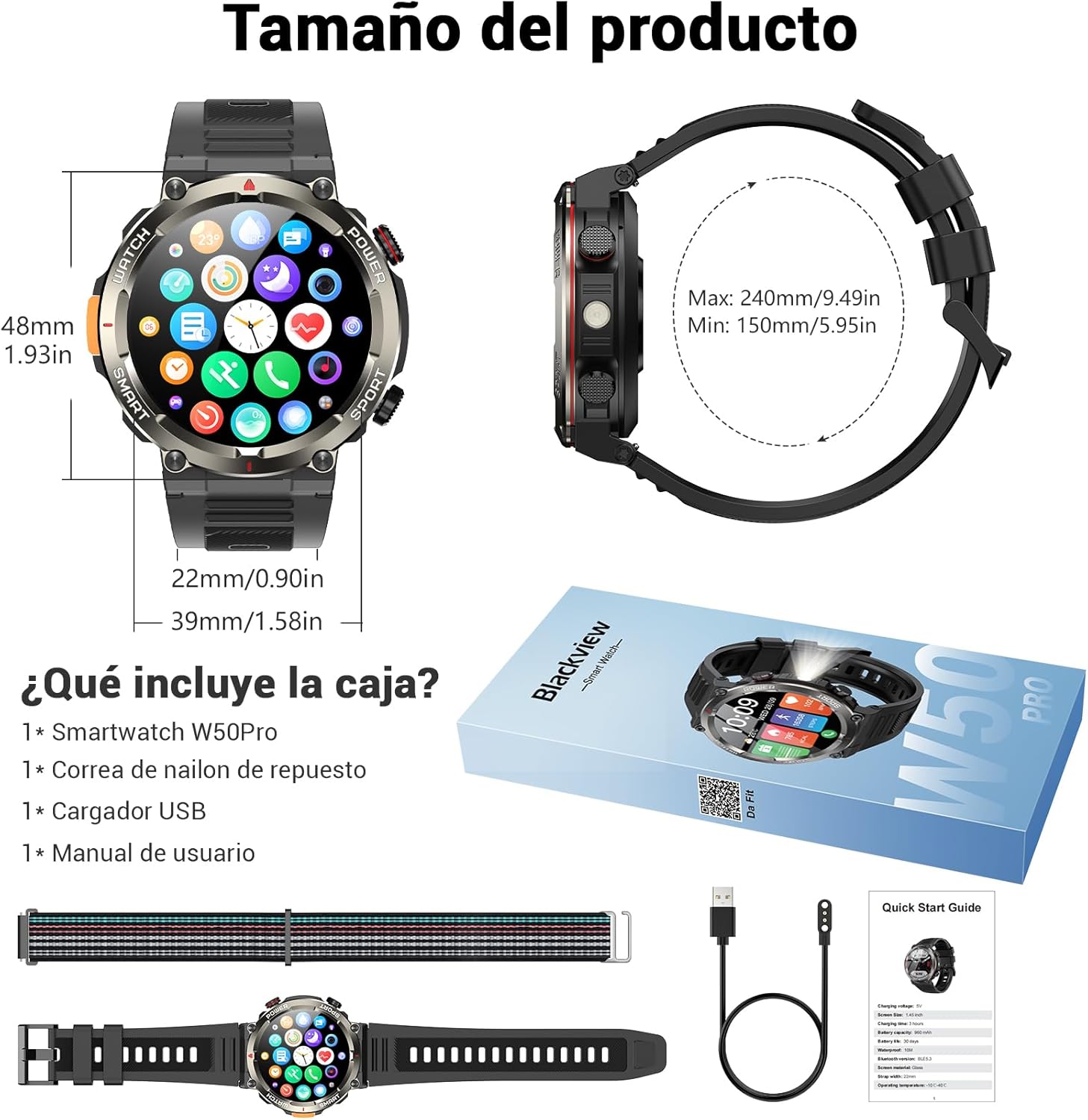 Negroview W50PRO Smartwatch displaying its compass function on a map background, indicating outdoor navigation.