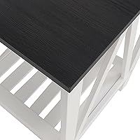 Vista 4 de Mesa auxiliar cuadrada de granja, mesa auxiliar con diseño de listones, mesa auxiliar de sofá con marco resistente para sala de estar, color negro