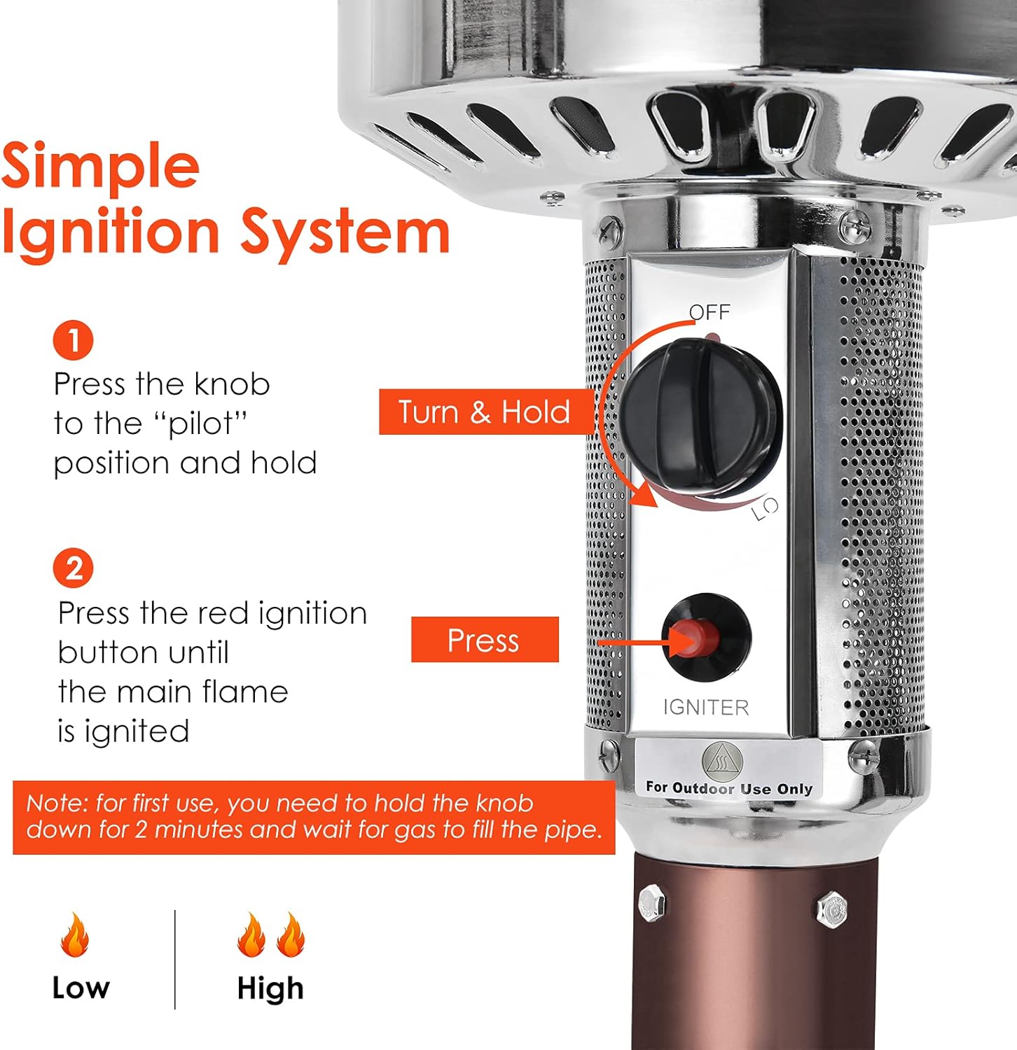 Tangkula 50,000 BTU Propane Outdoor Heater, Patio Heater with Stainless Steel Burner, Tip-over Protection and Wheels, Outdoor Heaters for Patio Commercial and Residential (Bronze)