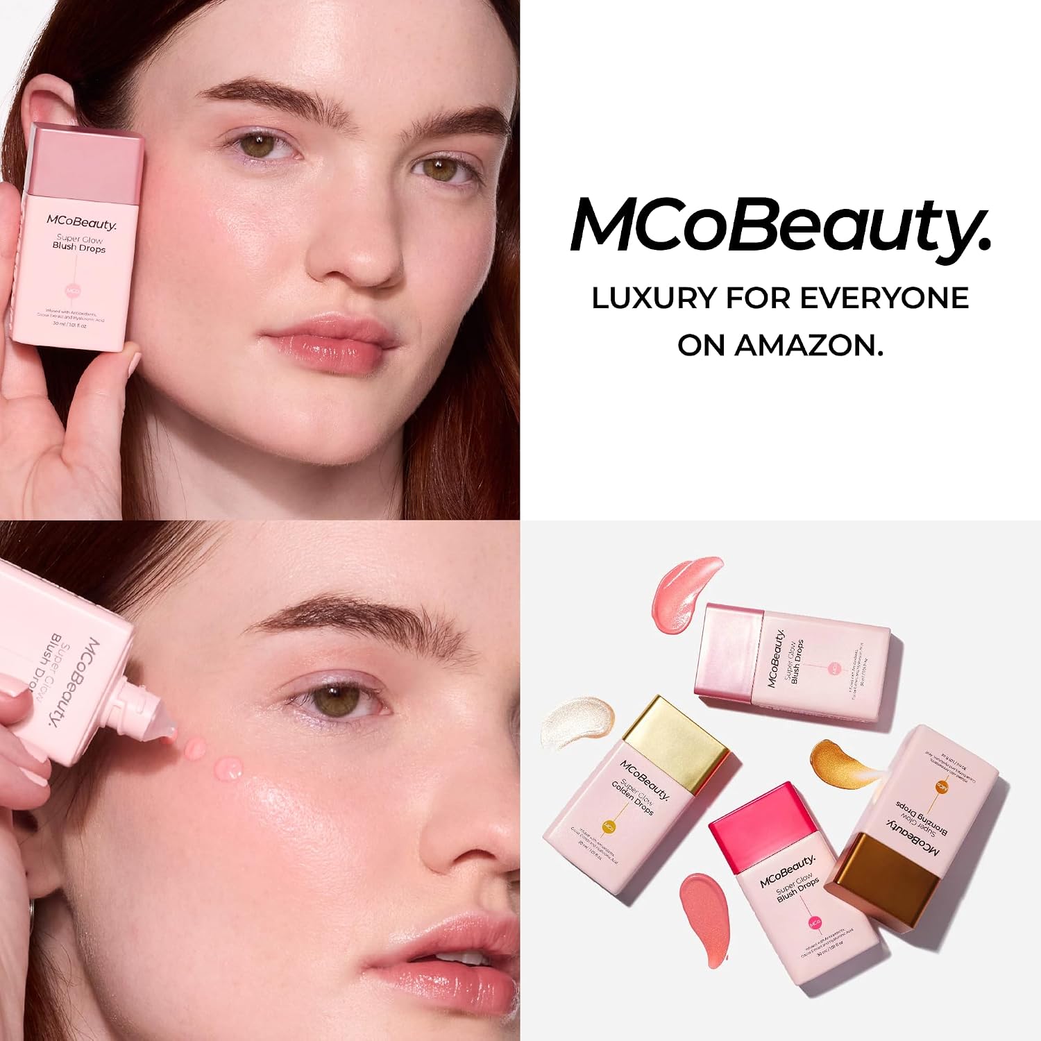 MCoBeauty Super Glow Blush Drops - Peachy Pink - Liquid Cheek Color Tint | Buildable Liquid Flush For Your Cheeks, Skincare Makeup Hybrid, Nourishing Jojoba & White Tea, Vegan And Cruelty Free