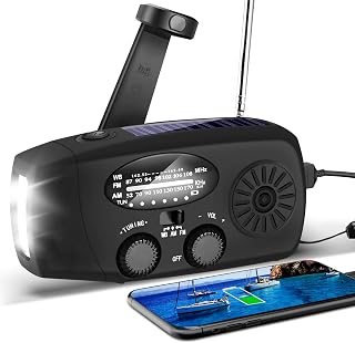 Solar Emergency Radio, AOZBZ Hand Crank Self Powered AM FM NOAA Radio, Multifunctional Dynamo Weather Radio with 3-LED Flashlight and Power Bank