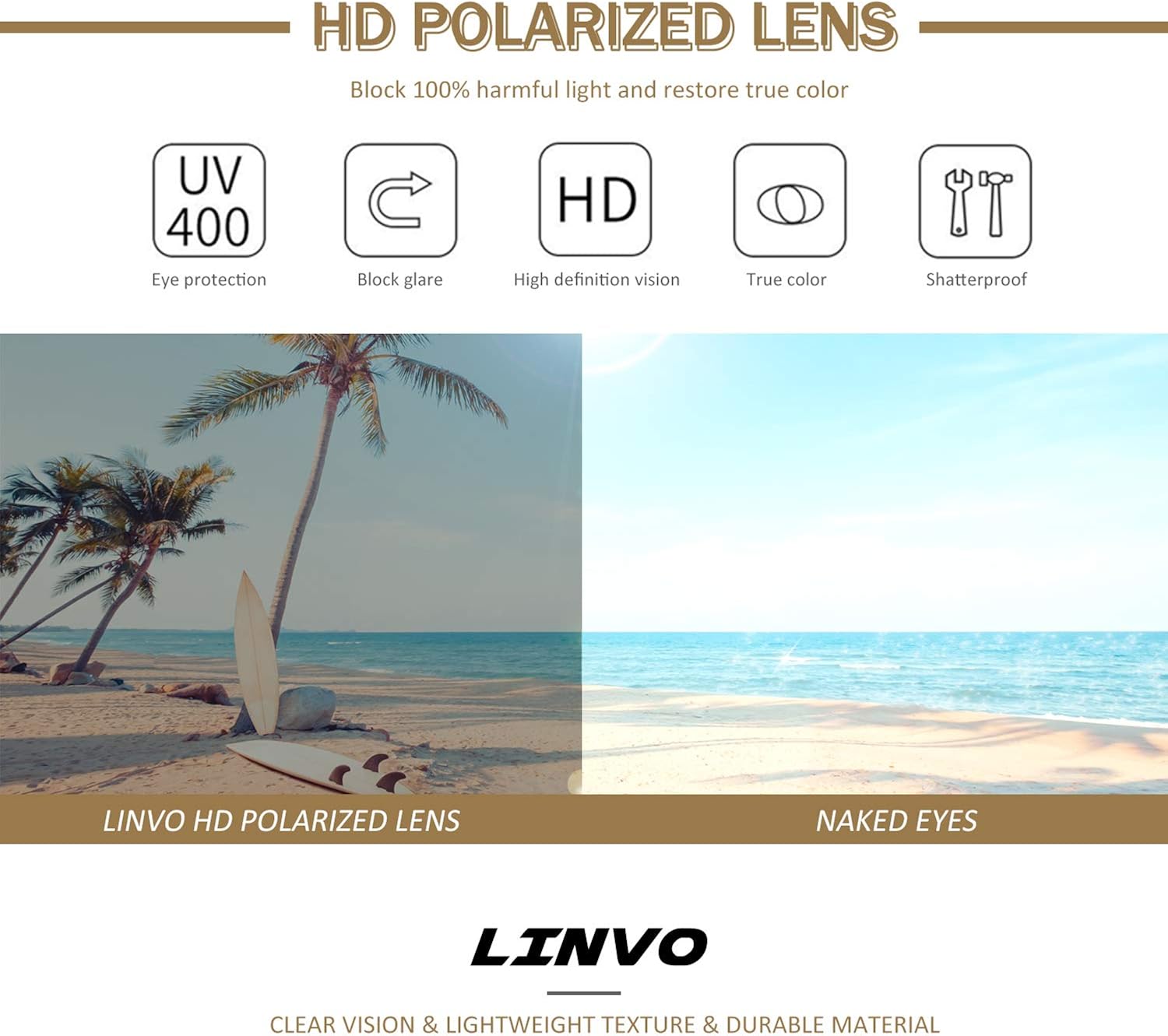 Miniatura 4 de LINVO Polarized Pilot Sunglasses for Men Women,Driving Sun Glasses Metal Frame UV400 Protection