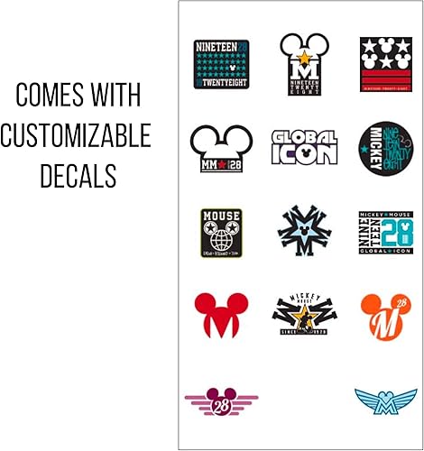 Miniatura 4 de Silver Buffalo Disney Mickey Classic Varsity Twist Spout - Botella de agua de plástico con calcomanías You Stick Yourself, color rojo, 32 onzas