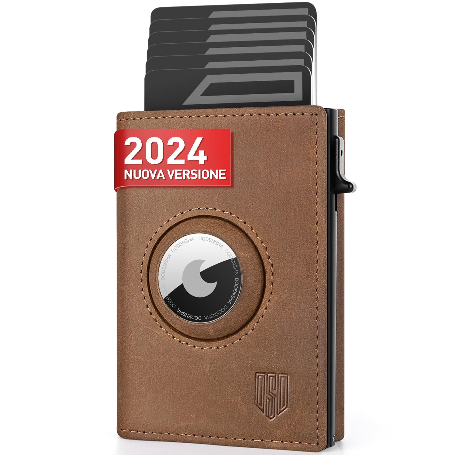 DODENSHA® MagSnap Airtag Portafoglio Uomo con protezione RFID I Portafoglio piccolo I Portafoglio intelligente piccolo per 10+ carte I Porta carte di credito I Portatessere uomo tascabile