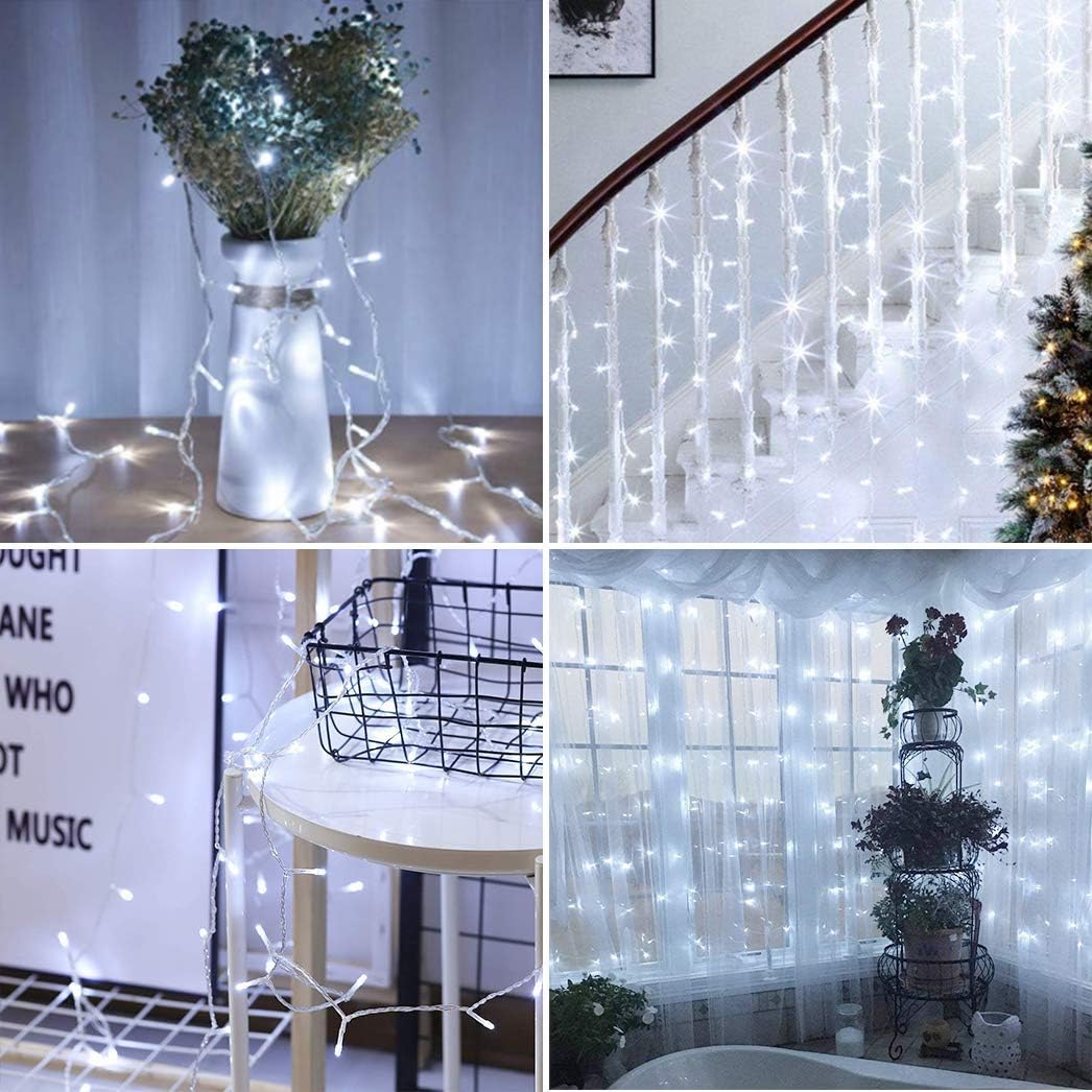 Baimo 2 Pack 33ft 100 LED Battery Operated String Lights with USB Cable, 8 Modes Waterproof Remote Timer Fairy Lights Indoor Outdoor for Christmas, Garden, Party (Cool White)