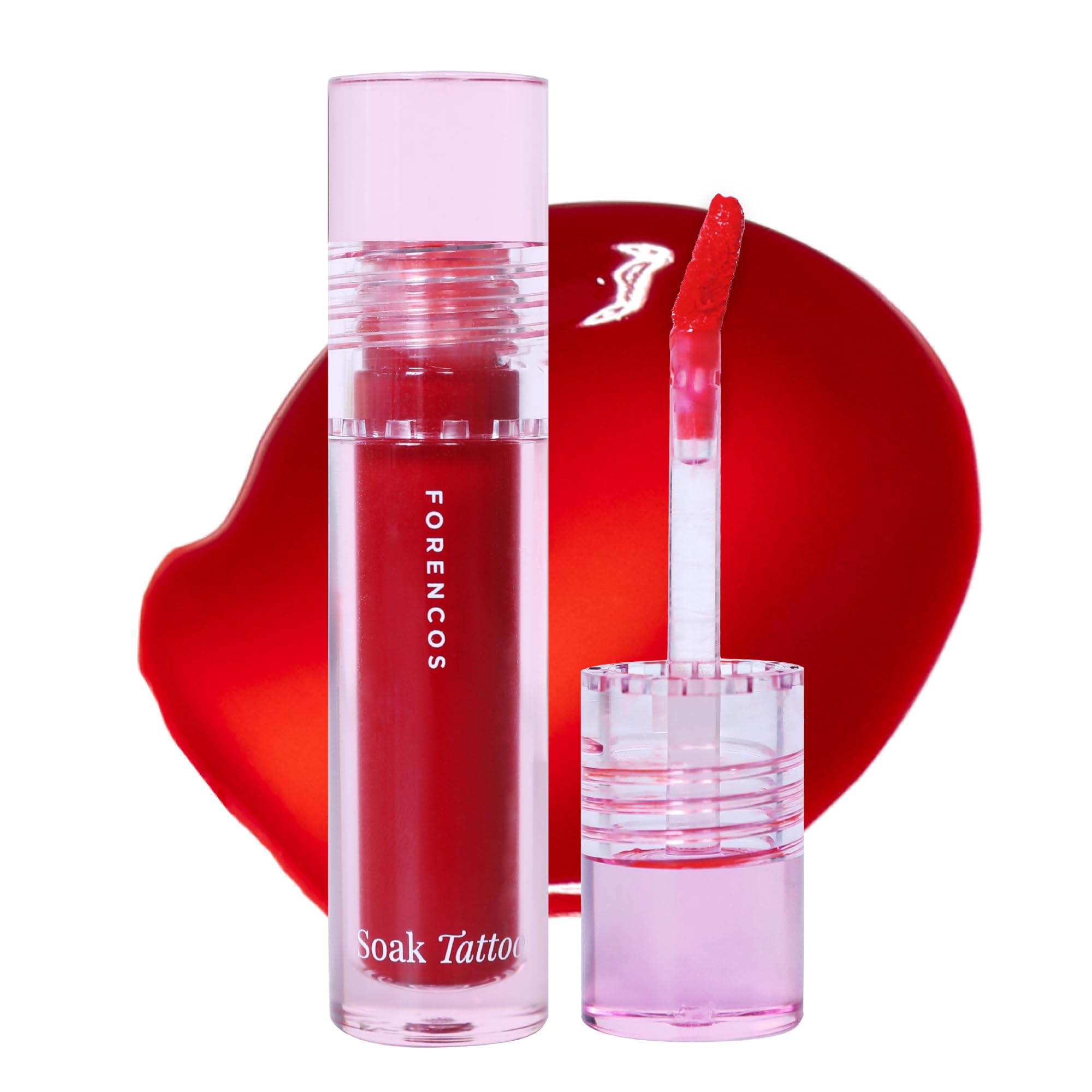 ForencosSoak Vegan Lip Tint/Stain, Water Gel Formula, Weightless & Non-sticky Finish, Vivid Color, Smudge-proof, Cruelty-Free, Korean Makeup, Waterproof, 0.11 oz (16 Bon Bon)