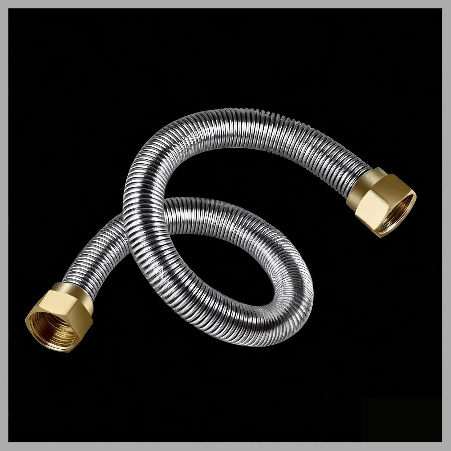 20-Inch Stainless Steel Water Heater Hose, 2-Pack Stainless Steel Corrugated Hose,Flexible Water Heater Connector with FIP for Hot & Cold Water Lines