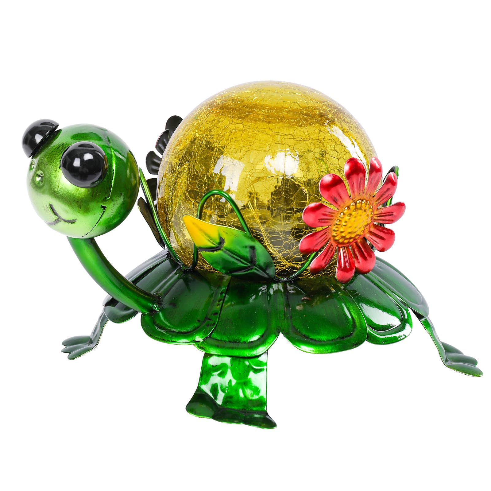 MUMTOP Solar Lanterns Outdoor Waterproof - Colorful Metal Turtle Solar Lights Decorative, Glass Tortoise Light Tabletop Lantern Lamp Ornaments for