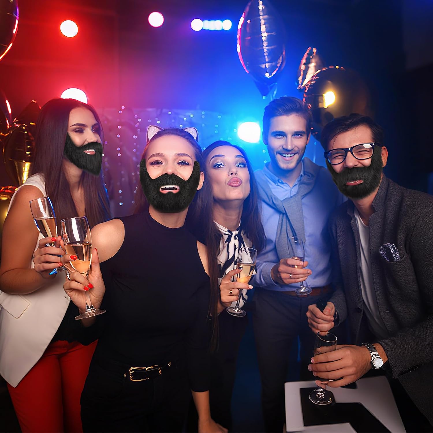 Fake Beard and Self Adhesive Eyebrows Fake Mustache Novelty Costume Facial Hair for Cosplay Halloween Supplies