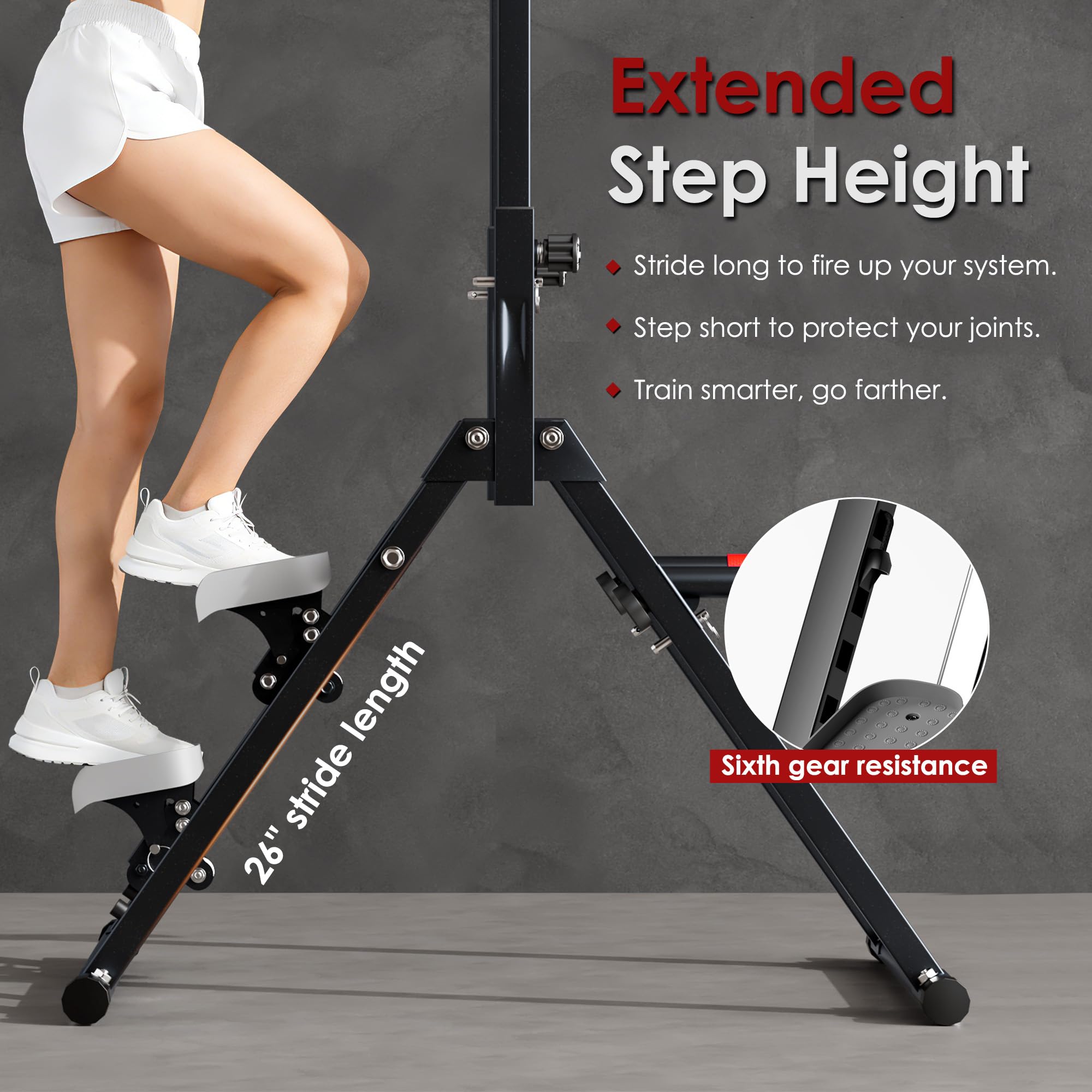 Höhenverstellbare Kraftstation Multistation mit Klettertrainer, Fitnessturm Klimmzugturm mit Stepper, 150kg Traglast Dip Station Klimmzugstation Sportgerät Heimtraining, 77,5×126×159–208cm
