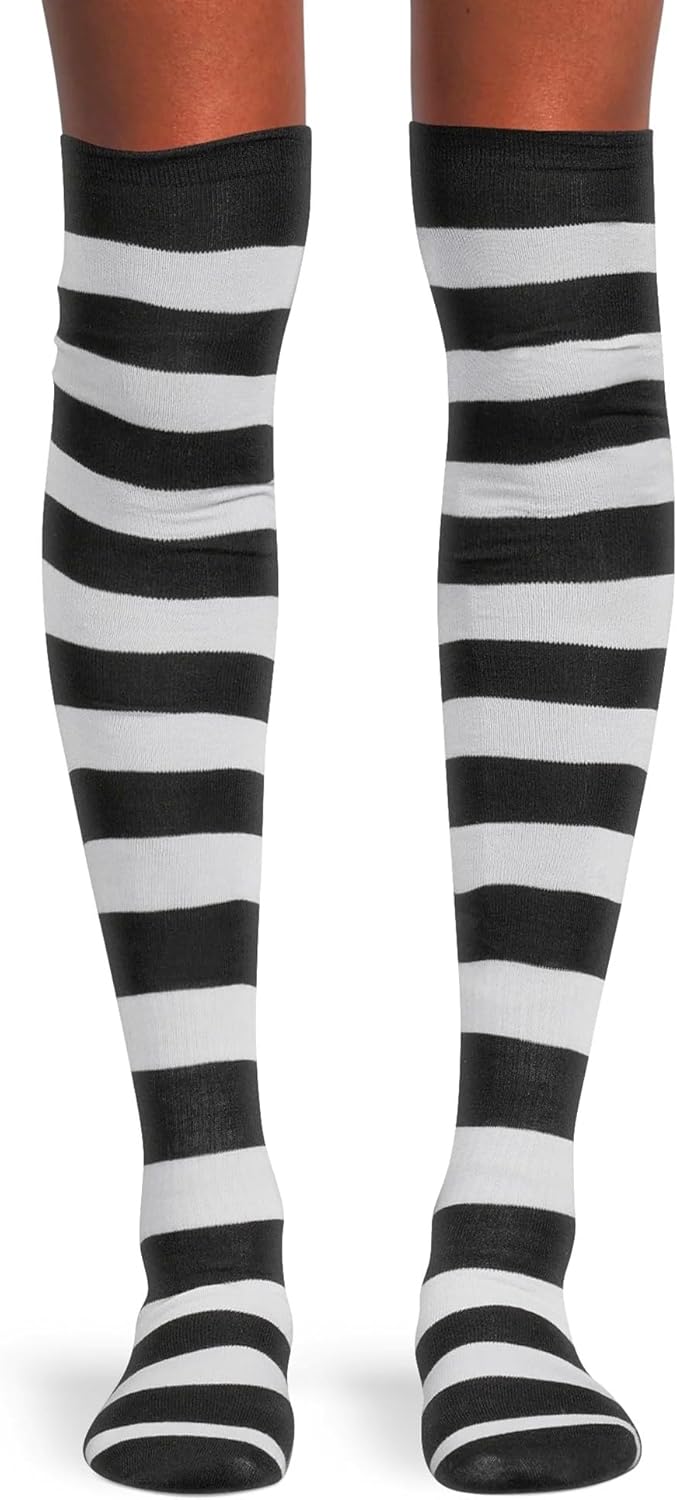 Disney Nightmare Before Christmas Women's Sally Ghouls Night In 2-Piece Hooded Sleepshirt Pajama Set knee High Socks (Medium)