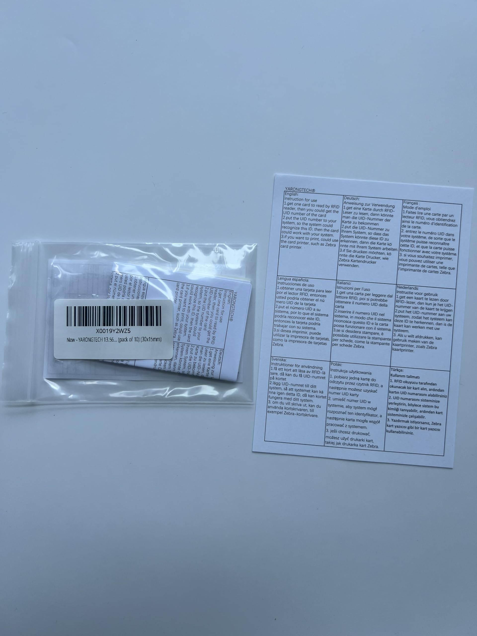 YARONGTECH® 13,56 Mhz 1K RFID czysta biała powłoka papierowa naklejka (opakowanie 10 szt.) (30 x 15 mm)