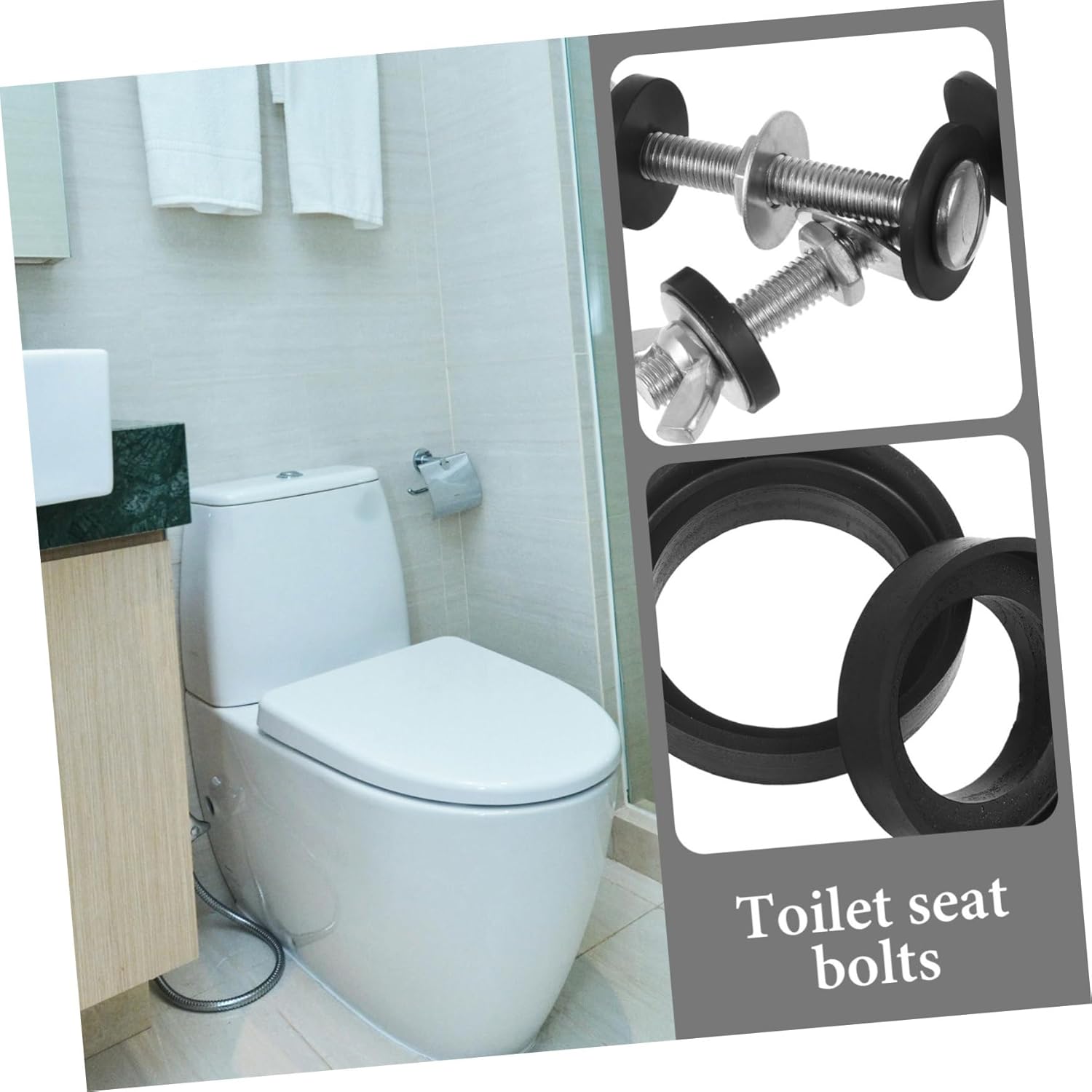 4sets Toilet Tank Bolts and Gasket and Easy Installation for Standard Toilets Replacement Parts for Broken Bolts and Washers