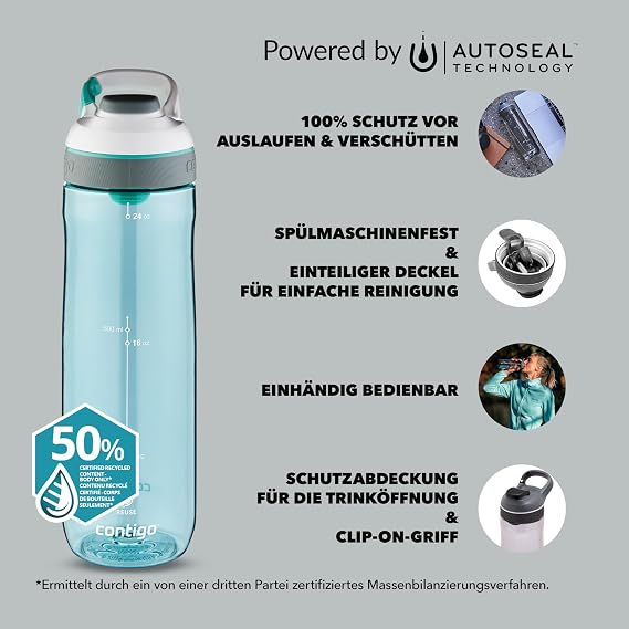 Contigo Cortland Autoseal Train Watercolor 720 mL Turquoise