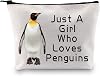 PXTIDY Cute Penguin Makeup Bag Penguin Lover Gift Just A Girl Loves Penguins Cosmetic Bag Penguins Animal Lover Gift
