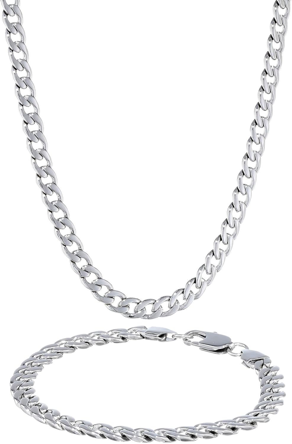 Stephanie Imports Stainless Steel Curb Chain 22" Necklace and 9" Bracelet Box Set