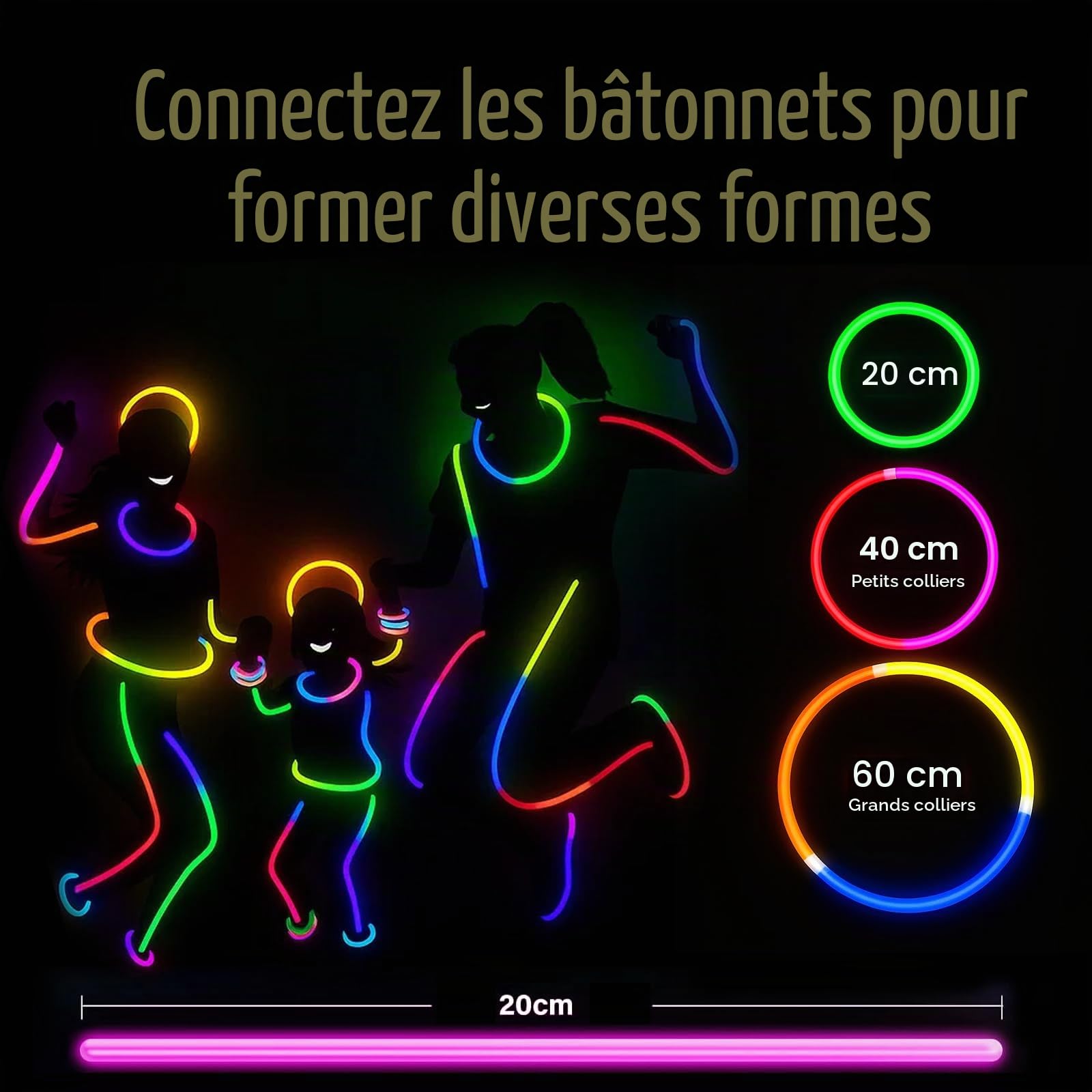 Bracelets Fluorescents Glow Sticks Party Favors 150PCS pour Enfants Adultes Halloween Decoration