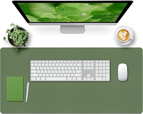 Miniatura 21 de Bloss Tapete de escritorio beige de 23.6 x 13.8 pulgadas, tapete de escritorio para escritorio, alfombrilla de mouse de cuero grande impermeable