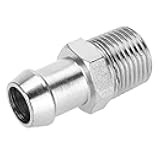 Heater Hose Fitting, Pump Inlet Adapter, 1/2in NPT 5/8in Barb Chrome Metal Fitting Intake Manifold Heater Hose