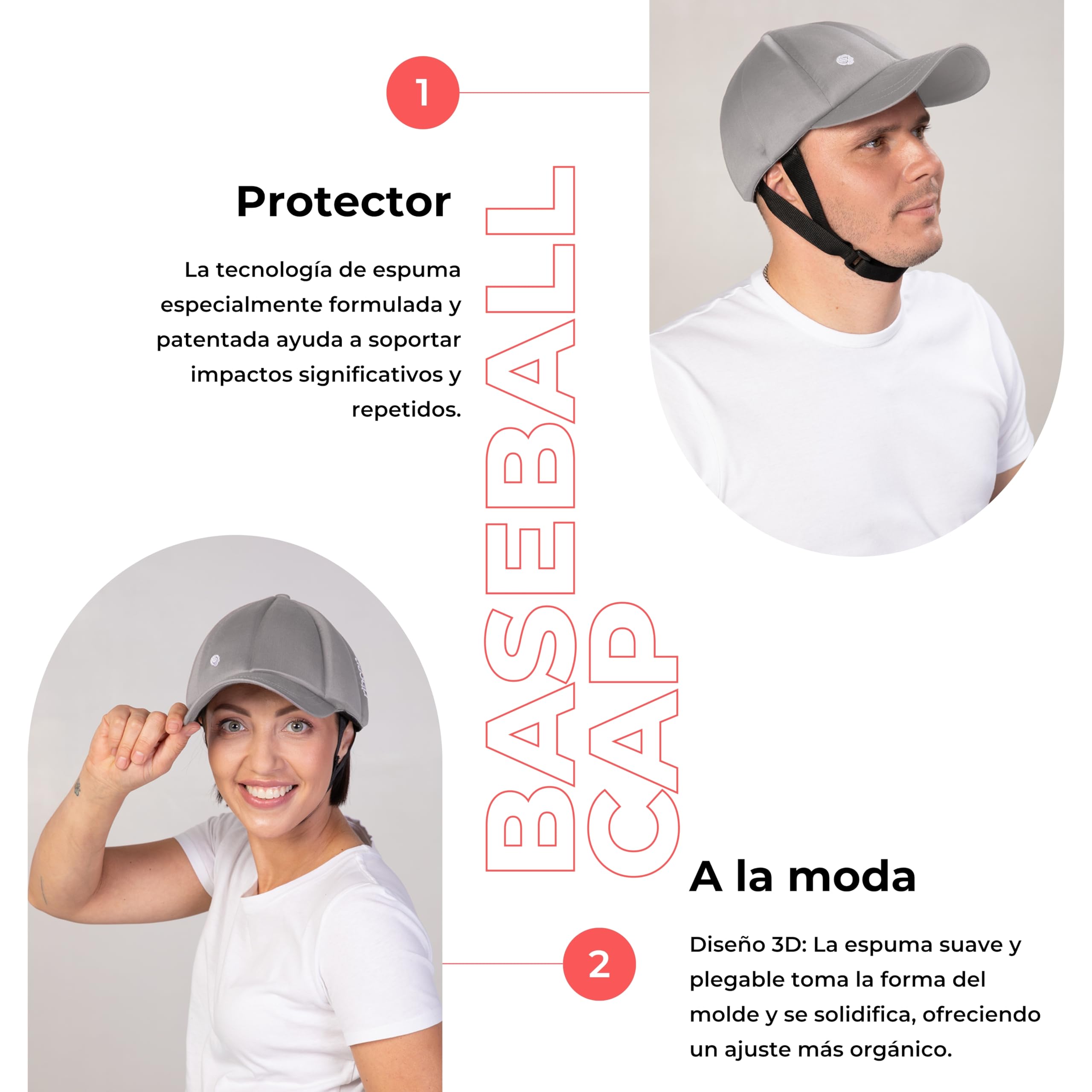 Ribcap Gorra de béisbol Platino | Casco Protector Blando para Epilepsia