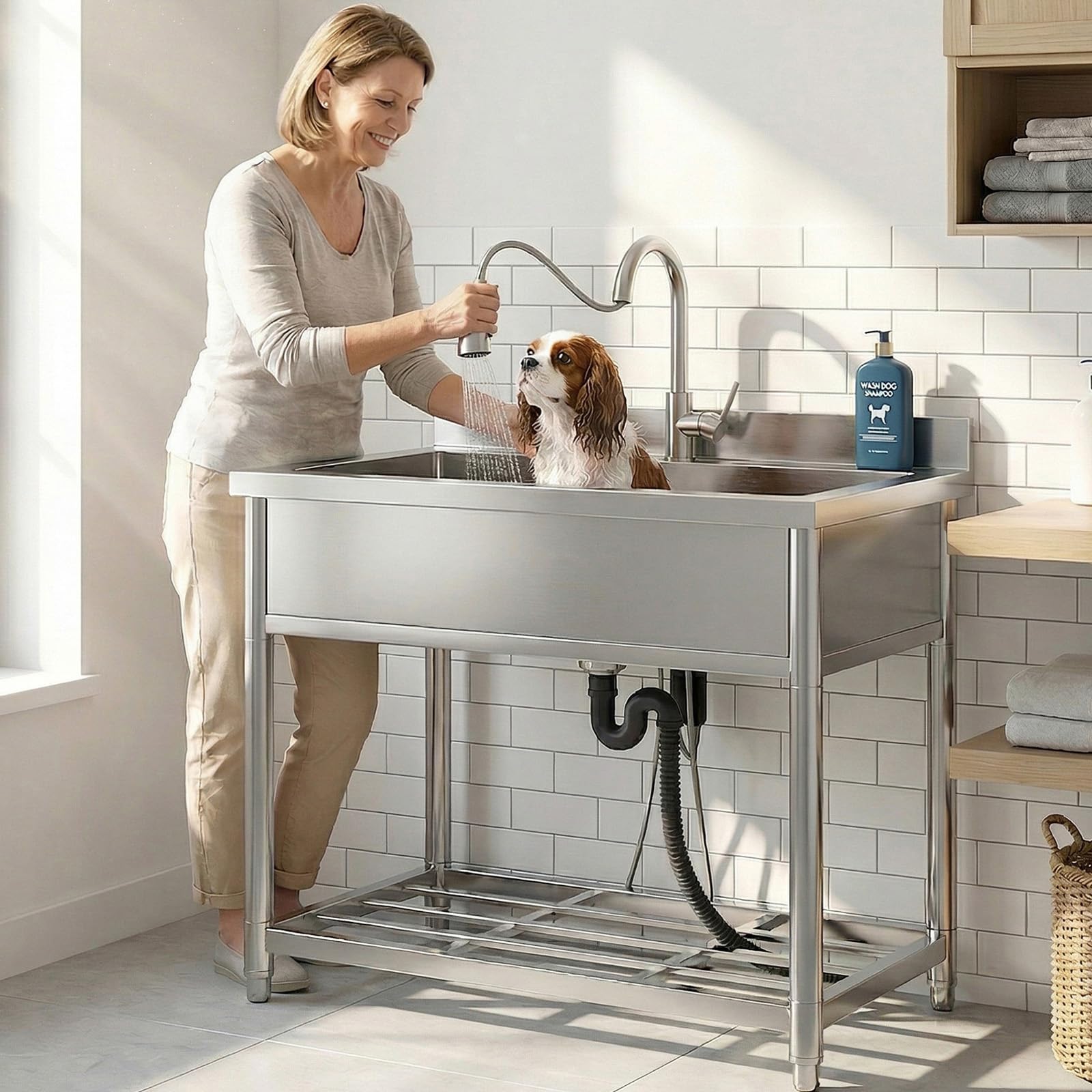 Large Stainless Steel Utility Sink - Freestanding -3 Large Stainless Steel Utility Sink - Freestanding -3