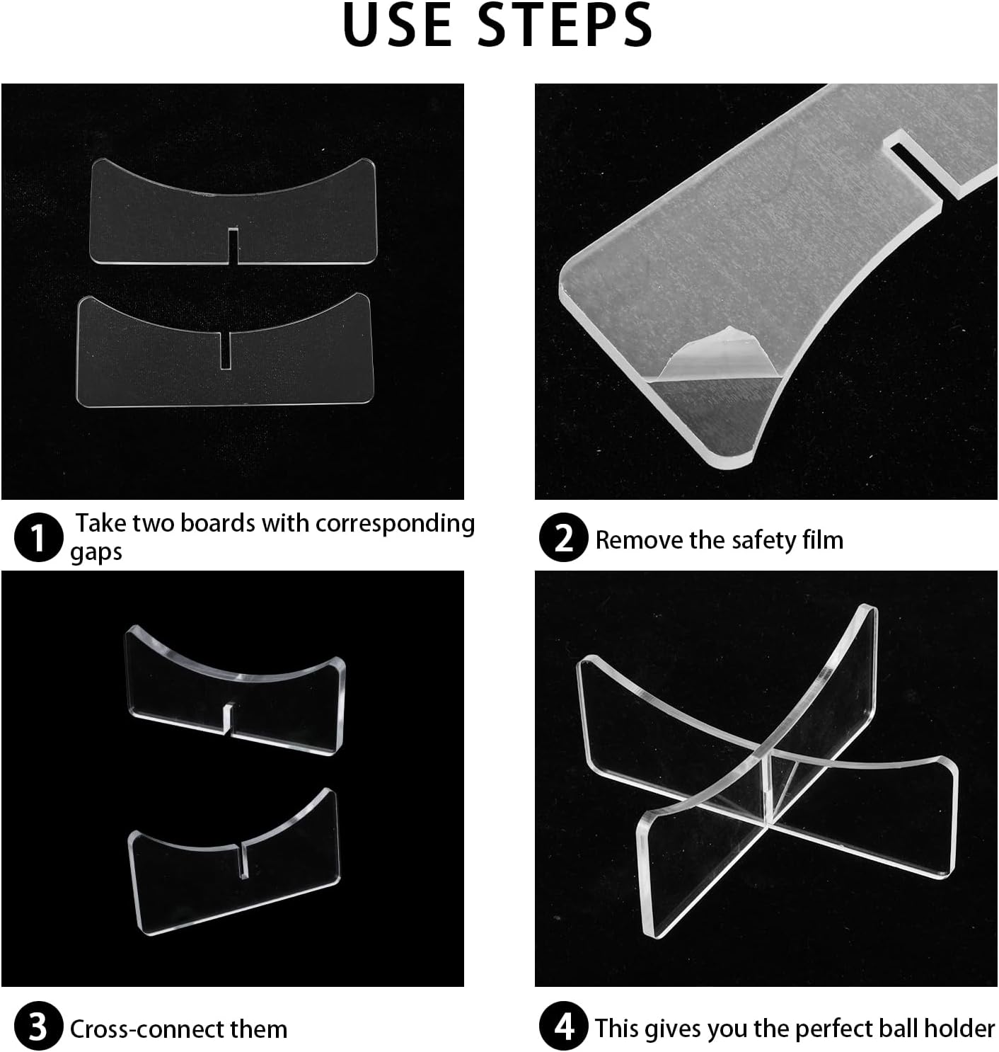 6 Pcs Acrylic Display Stand for Basketball, Football, Soccer, Baseball, Volleyball, Rugby - Clear Ball Holder
