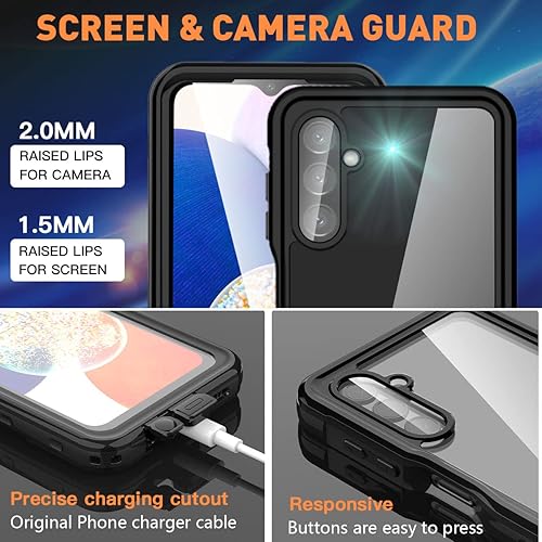 Miniatura 4 de AICase Funda impermeable para Samsung Galaxy A14 5G, transparente, a prueba de agua, a prueba de golpes, a prueba de polvo, a prueba de nieve,
