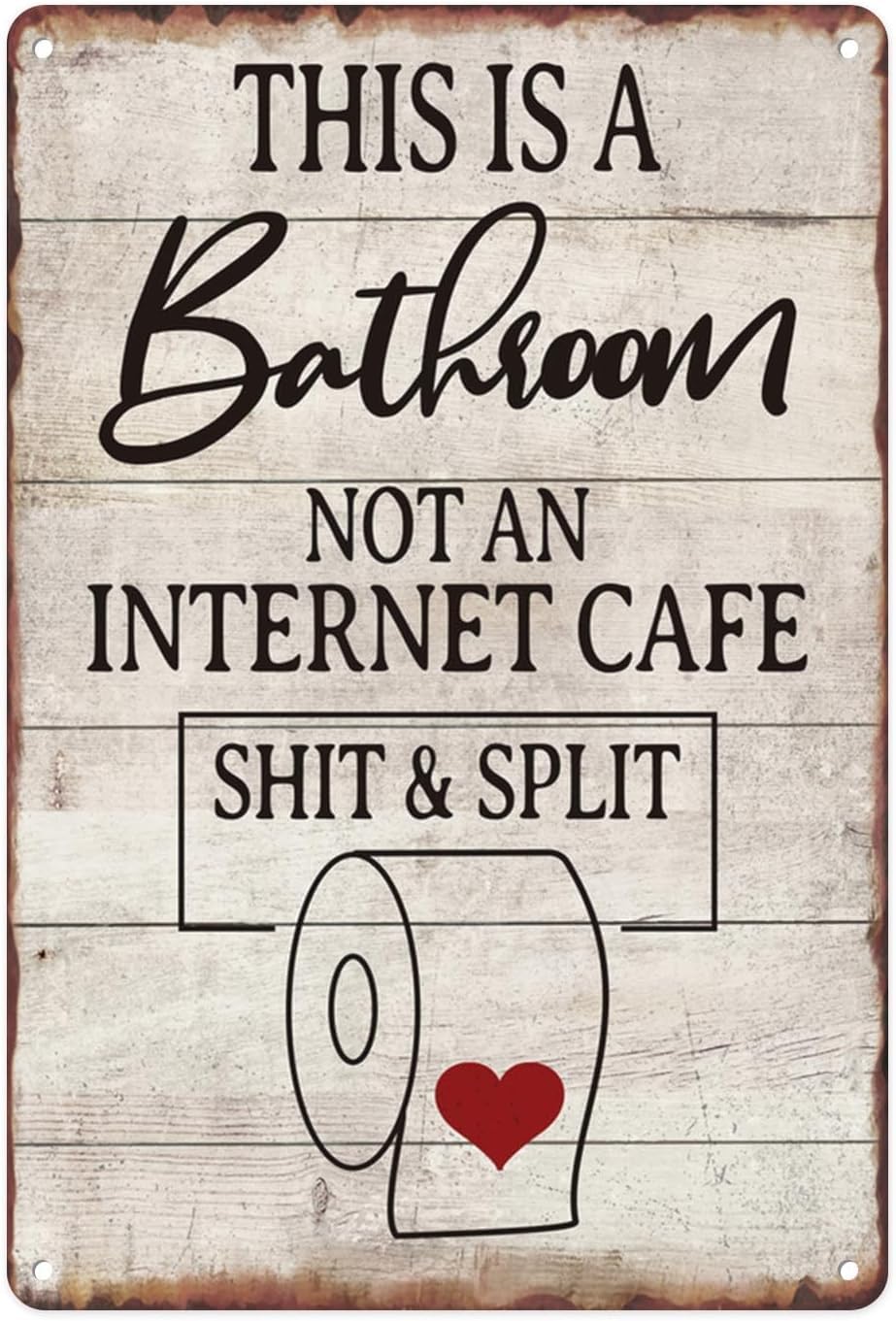 SMAZDFXX Funny Bath Toilet Metal Sign This Is A BathroomAn Internet Cafe Tin Signs For Home Bathroom Restroom Door Bar Club Wall Decor Art Vintage Hanging Painting 8"x12"
