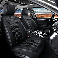 Vista 12 de Coverado Juego Completo de Fundas de Asiento de Coche, Fundas de Asiento de Cuero Nappa Negro para Coches, Protector de Asiento de Coche
