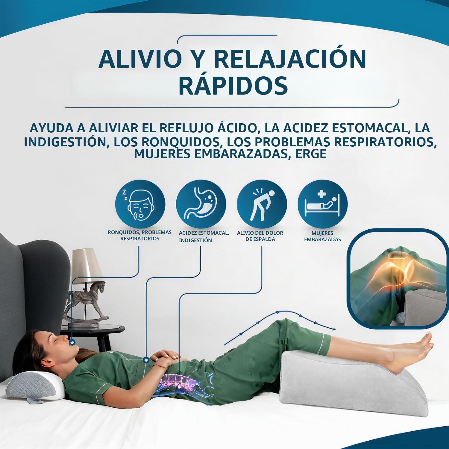 Cojín elevador venoso, cojín inflable elevador de piernas, cojín de apoyo cómodo para dormir, mejora la circulación sanguínea, gris, portátil