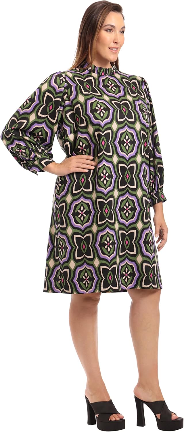 Donna Morgan Womens Long Sleeve Geo Print Shift Dress - Image 6